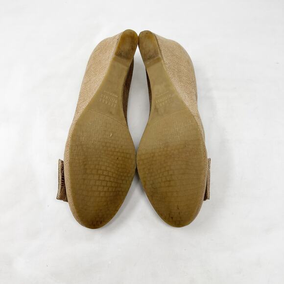 [Stuart Weitzman] Beige Leather Bucalina Tortoiseshell Buckle Round Toe Wedges 6 - Picture 12 of 12